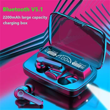 TWS Bluetooth 5.1 Наушники 2200 мАч Зарядная коробка Беспроводные наушники 9D Стерео Спортивные Водонепроницаемые Наушники Гарнитуры С микрофоном