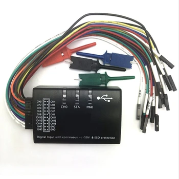 USB Logic 100 МГц 16-канальный логический анализатор Черный Логический анализатор Пластиковый логический анализатор Для ARM FPGA H2-002