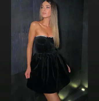 Verngo/ черные короткие платья для выпускного вечера, мини-коктейльное платье с бусинами, женское вечернее платье