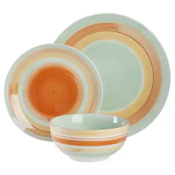 Wanda June Home Винтажный набор фарфоровой посуды в полоску из 12 предметов от Miranda Lambert Полный набор посуды