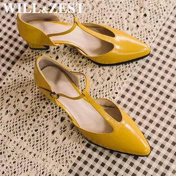 Will & Zest / желтые туфли-лодочки из лакированной кожи с Т-образным ремешком на каблуке трансвестита бордового цвета, массивные босоножки Mary Jane Parkside, женские босоножки 2020