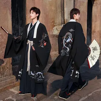 Yourqipao Вышивка Дракон Комплект Кимоно Самурая Harajuku Древняя традиционная японская Одежда Китайские Костюмы для Косплея Hanfu