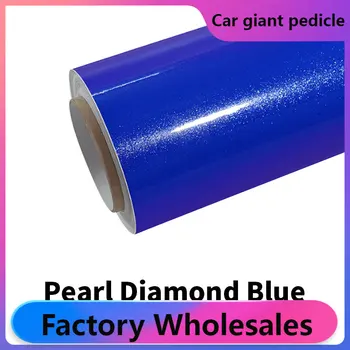ZHUAIYA Pearl Diamond & Glitter Blue Виниловая оберточная пленка оберточная пленка яркая 152 * 18 м Гарантия качества покрывающая пленка voiture