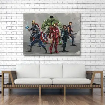Акварельный плакат Marvel Avengers, Аниме-картина Диснея, холст, печать на стене, художественная картина Для гостиной, Домашний декор