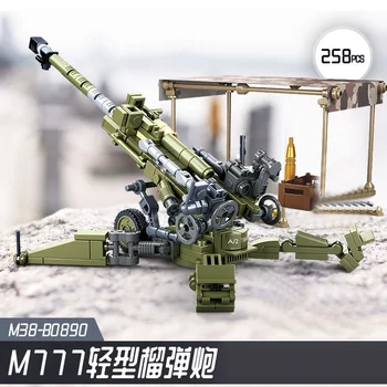 Артиллерийская гаубица M777 легкая противовоздушная оборона Зенитная пушка большой артиллерийский грузовик в сборе строительный блок военная модель игрушка для мальчика