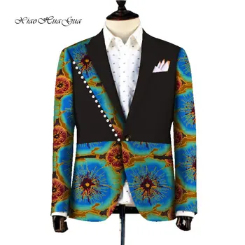 Африканская куртка для мужчин, африканский топ с длинным рукавом, Мужская африканская одежда, Дашики, Блейзер в стиле пэчворк с африканским принтом, мужская одежда WY753