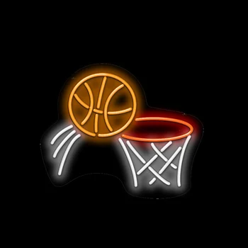Баскетбольная неоновая вывеска Ручной работы, настоящая стеклянная трубка, спортивная игра, реклама спортзала, магазин домашнего декора, лампа-дисплей 19 