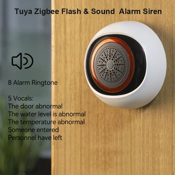 Беспроводная звуковая и визуальная сигнализация Zigbee с большим децибелом 100 дБ, звуковой сигнал для мониторинга безопасности, противоугонный рожок с питанием от USB/аккумулятора