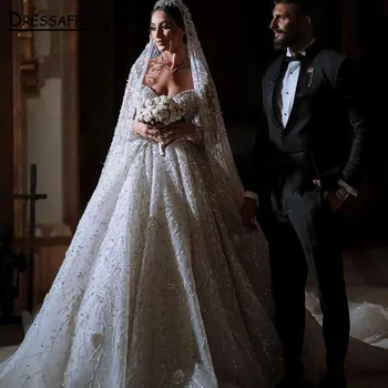 Блестящие Свадебные платья 2023, Милое платье Невесты, Кружевное, расшитое бисером и блестками, Гламурное Vestido De Novia