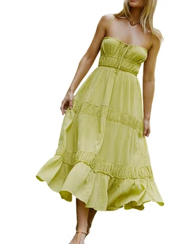 Богемное платье Макси с V-образным вырезом и цветочным принтом 2023, развевающимися рукавами и многоуровневым подолом - Элегантный летний сарафан для женщин