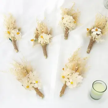 Бутоньерки Мини Букет из сухоцветов с булавкой для украшения стола в стиле бохо на Свадьбу, День рождения, торт на Годовщину вечеринки