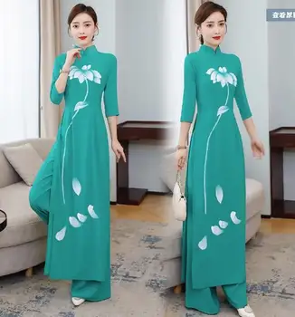 Весенне-летний улучшенный комплект одежды в китайском стиле в стиле ретро с ручной росписью Audrey