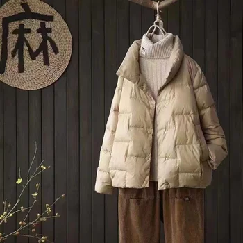 Весенне-осенняя пуховая куртка, женские куртки, пальто со стоячим воротником для женщин, легкая верхняя одежда, Женское корейское пуховое пальто, топы