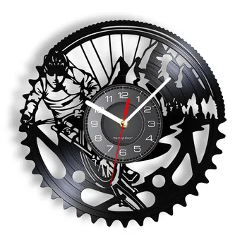 Виниловая пластинка для горного велосипеда Настенные часы для экстремального велоспорта Бесшумные часы Искусство езды на Велосипеде MTB Велосипед Винтажный альбом Longplay Часы Man Cave