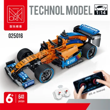 Высокотехнологичные наборы игрушек для формульного автомобилестроения 641шт, управление приложением 2,4 Г, Оранжевые высокоскоростные гоночные автомобили, строительные блоки MOC Bricks, подарки