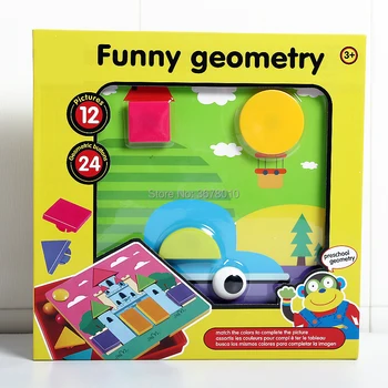 Геометрические Рисунки на кнопках, соответствующие Цвету и форме, Настольные игры-головоломки с 12 Шаблонами, Набор развивающих игрушек для дошкольного обучения Геометрии