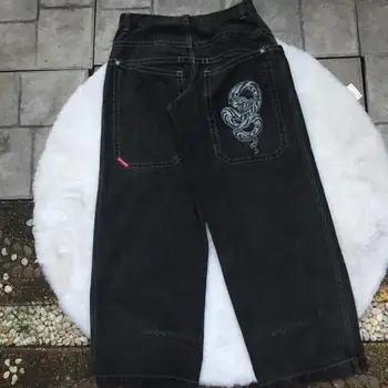 Готические новые джинсы в стиле ретро со змеиным узором, женские джинсы Y2K Harajuku в стиле хип-хоп рок, готические свободные тонкие повседневные джинсы в стиле джокер, пара уличной одежды.