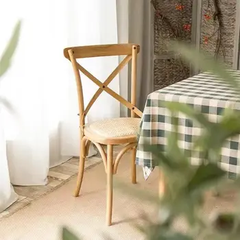 Деревянный стул со спинкой, Стул из массива дерева, Французский ретро-стул, Хозяйственный Дубовый Стул, Американский Обеденный стул с вилочной спинкой