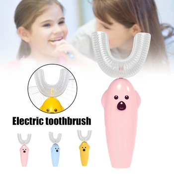 Детская U-образная Электрическая Зубная щетка с мягкой силиконовой Насадкой Ручной Инструмент для чистки зубов для мальчиков и девочек SEC88