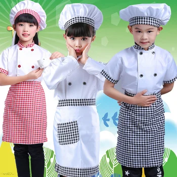 Детская футболка повара, униформа шеф-повара, Детская кухонная шляпа, рабочие куртки, сценический костюм для вечеринки в ресторане на Хэллоуин
