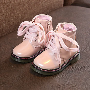 Детские ботинки; Зимние ботинки из искусственной кожи для девочек; ботильоны на молнии; Модная обувь для малышей; сезон осень-зима; Детская обувь для девочек;