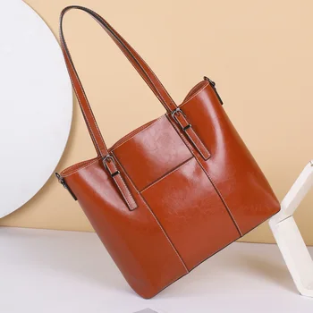 Дизайнерская сумка из натуральной кожи для женщин, Роскошная женская сумка через плечо, Большая вместительная сумка из воловьей кожи
