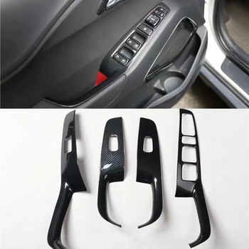 Для Hyundai ix35 2018-2020 Левосторонний привод 4 шт. из углеродного волокна ABS Боковая дверь автомобиля, Кнопки переключения стеклоподъемника, накладка, аксессуары
