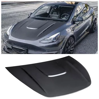 Для Tesla Модель Y 2019 2020 2021 2022, Передний бампер из настоящего углеродного волокна, Вентиляционная крышка капота Двигателя, Декоративная