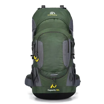 Дорожная сумка для альпинизма на открытом воздухе, 60л, походный рюкзак, Ночной светоотражающий дизайн, Нейлоновый водонепроницаемый износостойкий походный рюкзак