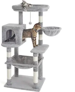 Дюймовая Многоуровневая квартира на кошачьем дереве, Кошачья башня с когтеточкой из сизаля, Плюшевые насесты, Гамак, Игровой домик для котенка