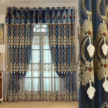 Европейский Бархатный балдахин с вышивкой из синели Украшает шторы для гостиной, спальни, штор для гостиной