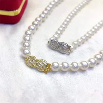 Жемчужное ожерелье из стерлингового серебра S925 с пряжкой на конце, многослойная соединительная пряжка в форме цветка, аксессуары для diy first