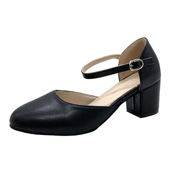 Женская обувь на каблуках Тренд 2022 года, блочные каблуки Mary Janes для Элегантной удобной женской обуви, Вечерние офисные Сандалии на среднем каблуке