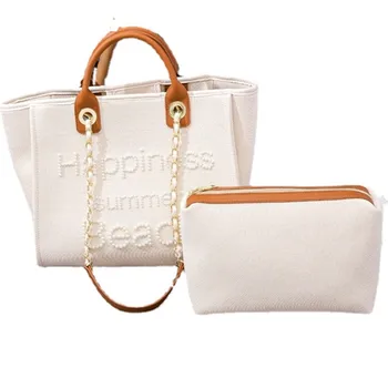 Женская сумка, Маленькая Вышитая бисером ручной работы Холщовая сумочка Большой емкости на одно плечо, Белая сумка для мамы, большие сумки