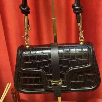 Женская сумка-седло из натуральной кожи с каменным узором, 2023, Новая стильная сумочка, Универсальные высококачественные сумки на одно плечо gg cc