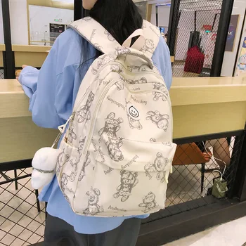 Женские рюкзаки с граффити, школьная сумка для девочек, Студенческая нейлоновая сумка с принтом Кампуса, Повседневный японский рюкзак