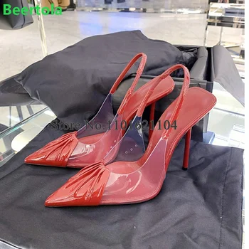 Женские туфли-лодочки из прозрачного ПВХ на тонком высоком каблуке, роскошные дизайнерские туфли-лодочки с острым носком, модная элегантная пикантная однотонная универсальная обувь