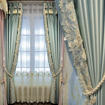Занавеска в европейском стиле, затемненная синелью, вышитая занавеска для гостиной, спальни