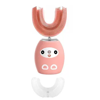 Звуковая Электрическая зубная щетка для детей, U-образный Автоматический очиститель зубов на 360 градусов, Водонепроницаемая детская зубная щетка IPX8