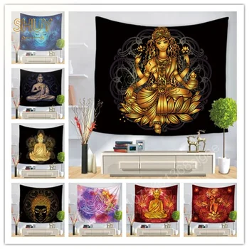 Индийский буддийский Гобелен с принтом для прямой трансляции Tiktok, украшение домашней спальни, Фоновая ткань, Гобелены с молитвами и пожеланиями