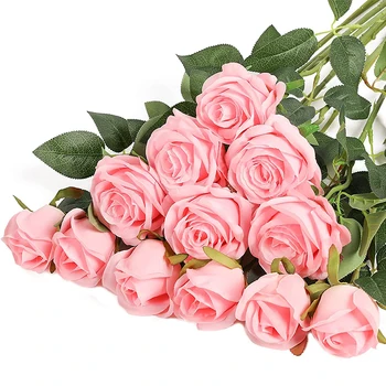 Искусственные Розы, букет из искусственных Шелковых Роз для украшения домашней свадьбы, 12 шт.