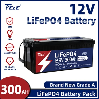 Используйте Аккумуляторную батарею LiFePO4 12V 100AH 200AH 300AH со встроенным Bluetooth BMS 6000 Циклов Для Солнечной лодки Для домашнего хранения энергии