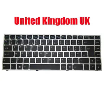 Клавиатура для ноутбука для PCSpecialist для Lafite III i5 13.3 Великобритания Великобритания С подсветкой Черного цвета В серебряной рамке Новая