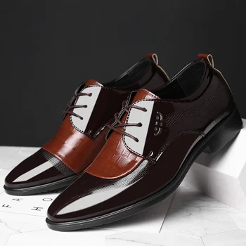 Классическая Мужская Обувь Оксфорды на шнуровке, Модная Повседневная обувь в Деловом стиле, Кожаная Обувь Zapatos Hombre для Вечеринки, Офиса, Свадьбы