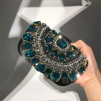 Клатч ручной работы с вышивкой бисером, Женская модная вечерняя сумочка с бриллиантами