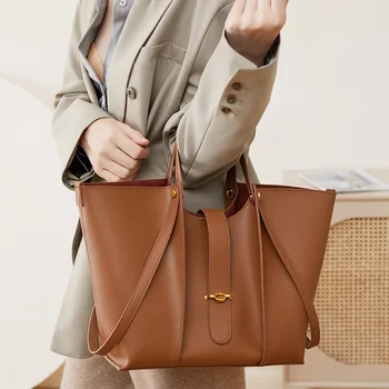 Кожаные сумки-тоут большой емкости, женская сумка senior feeling 2023, новые маленькие сумки для рук из воловьей кожи, сумки-тоут для женщин