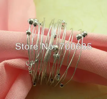 кольца для салфеток с серебряными бусинами, оптовый металлический держатель для салфеток