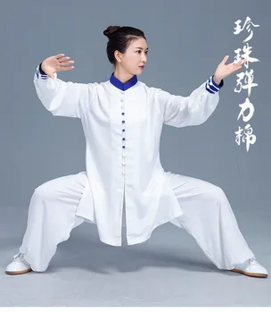 Комплект из 2 предметов для боевых искусств, Униформа кунг-фу Тай-Чи, Женская Мужская Китайская Традиционная Толстовка с длинным рукавом + брюки, Комплект Для Медитации Ушу