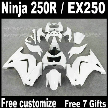 Комплект обтекателей для Kawasaki Ninja 250R Комплект обтекателей 2008-2014 EX250 08 09 10 11 12 13 14 белый ZX250R 2009 2010 2012 FB7