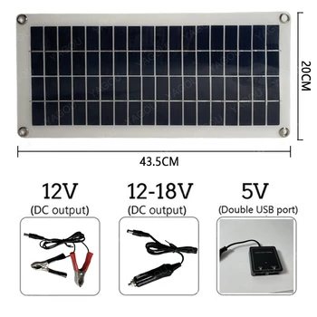 Комплект Солнечных панелей 12V Для Зарядки Аккумулятора с контроллером Мощностью 50 Вт с 2 USB-портами Открытый Кемпинг Сотовый SunPower Bank для Телефона RV Car